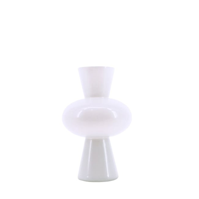 Vase boule en verre, H21cm Couleur blanc <span itemprop=