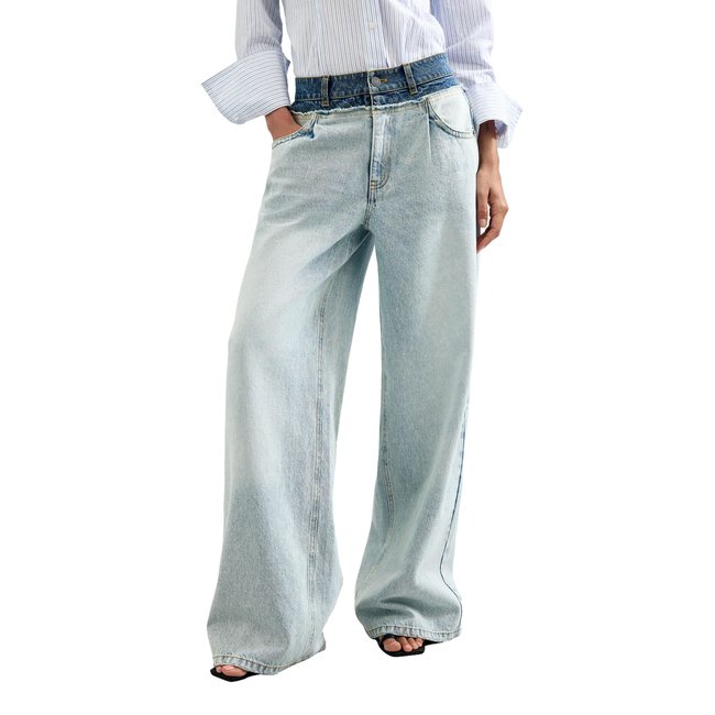Jean large coupe wide leg bleu <span itemprop=