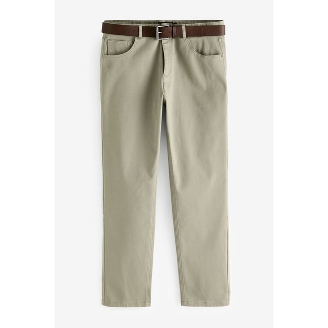 Pantalon avec ceinture coupe droite naturel <span itemprop=