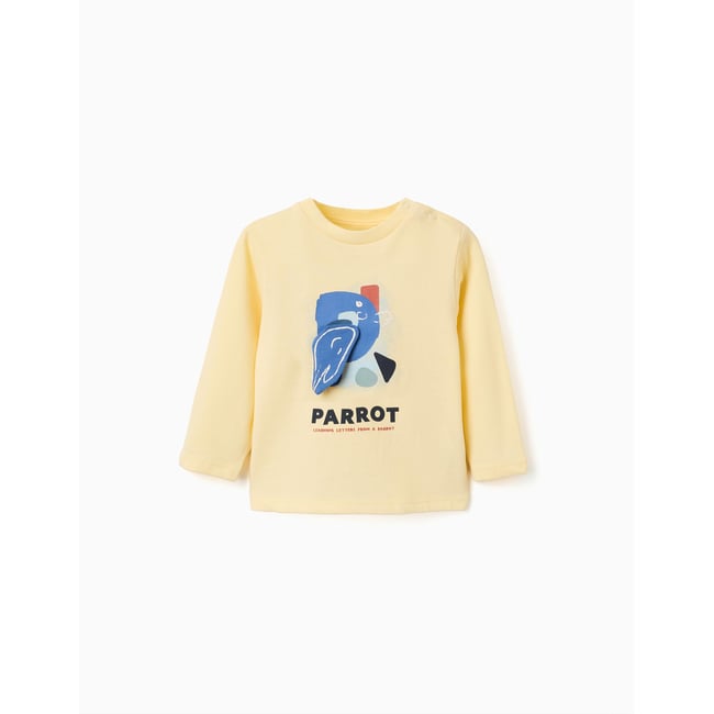 T-shirt en coton à manches longues avec imprimé perroquet - ZIPPY