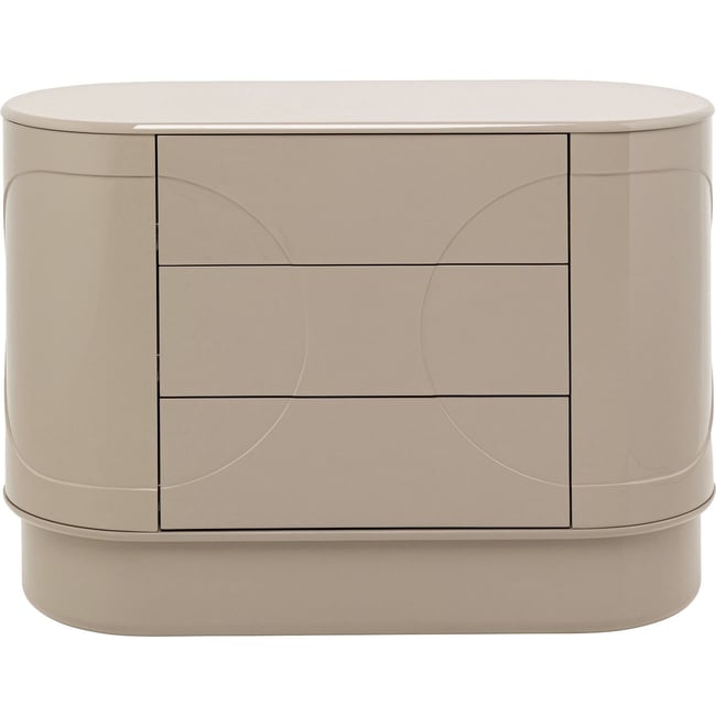 Commode ovale 3 tiroirs, GROOVE Couleur marron <span itemprop=