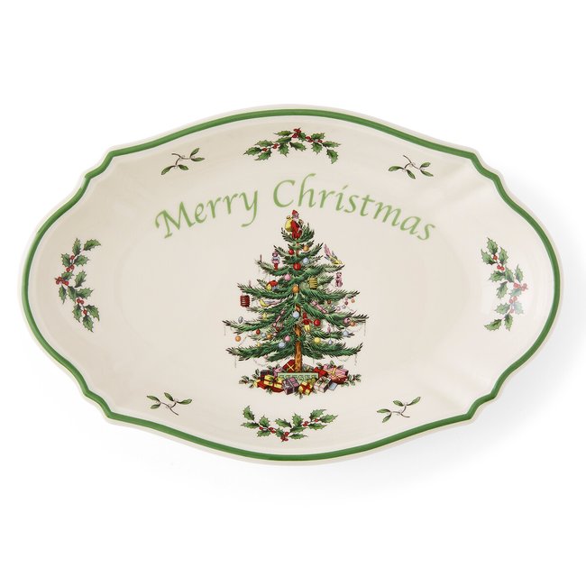 Christmas Tree Merry Christmas Tray, white, SPODE
