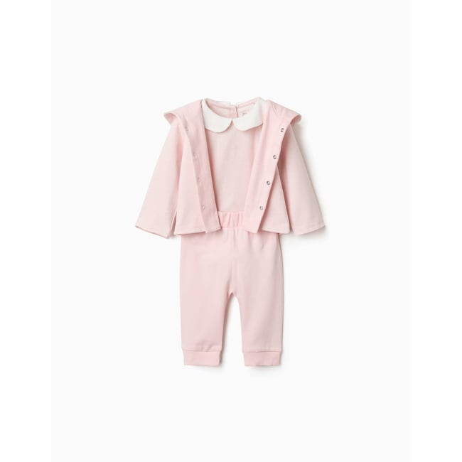 Ensemble 3 pièces en coton rose <span itemprop=