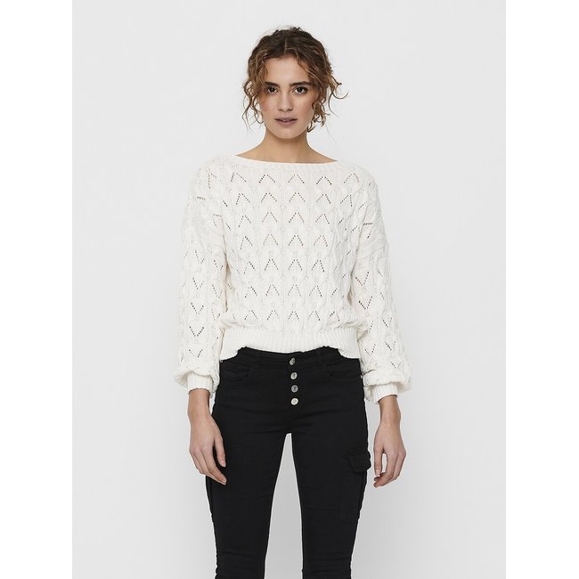 Openwork Knit Jumper, white, ONLY