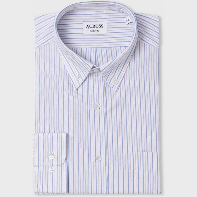 Chemise Confort fit rayures pointillées   & bleu ciel <span itemprop=