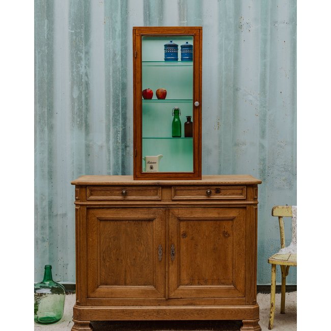 Petite vitrine en bois Victoria N°237 - Bon état Couleur vert <span itemprop=