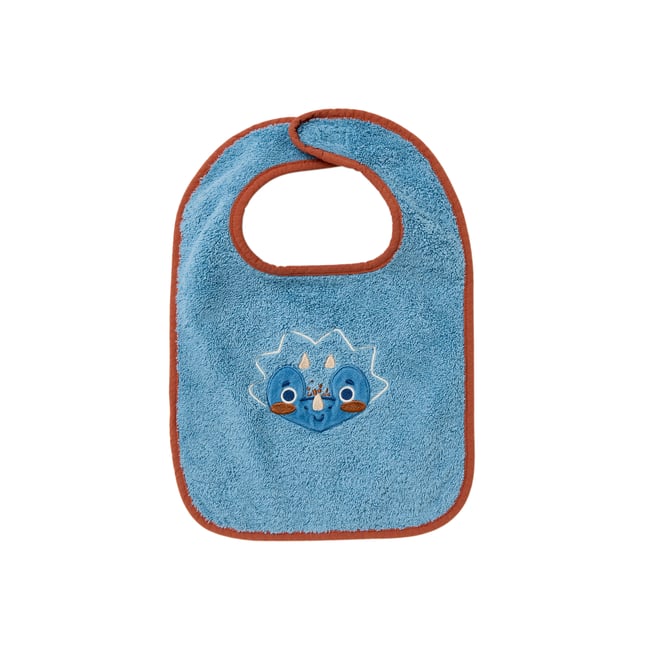 Bavoir coton DINOFUL bleu celeste <span itemprop=