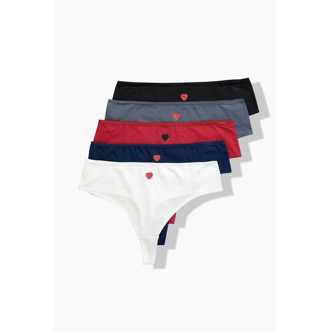 Lot de 5 strings, petit cœur rouge foncé <span itemprop=