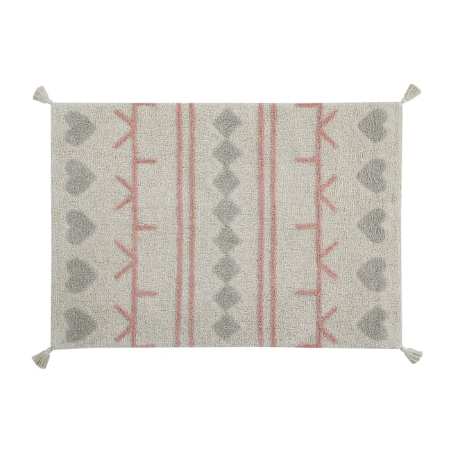 Tapis lavable en coton, BERBER HEARTS Couleur multicolore <span itemprop=
