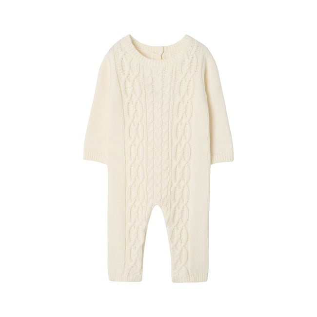 Combinaison tricot torsadé écru <span itemprop=