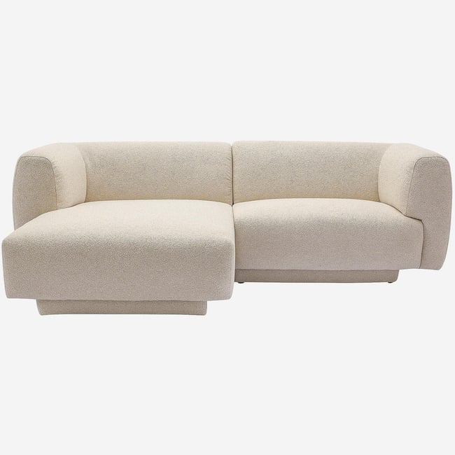 Canapé d'angle gauche en tissu texturé AUSTIN Couleur beige <span itemprop=