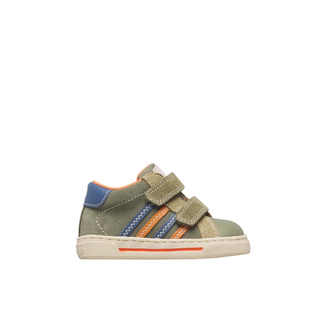 Baskets en cuir et suède TRUBY VL. vert-orange <span itemprop=