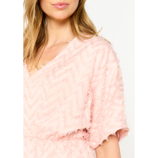 Robe texturée en relief rose nude <span itemprop=
