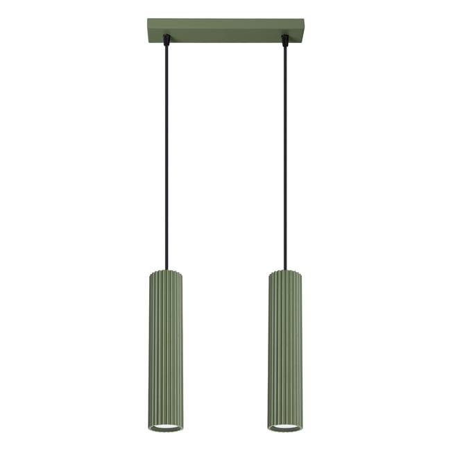 Suspension Aluminium Vert Olive GU10 2 Karbon Couleur vert <span itemprop=