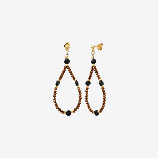 Boucles d'oreilles dorées petit modele amanté - indie marron <span itemprop=