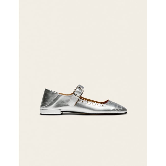Ballerines LALI cuir argenté <span itemprop=