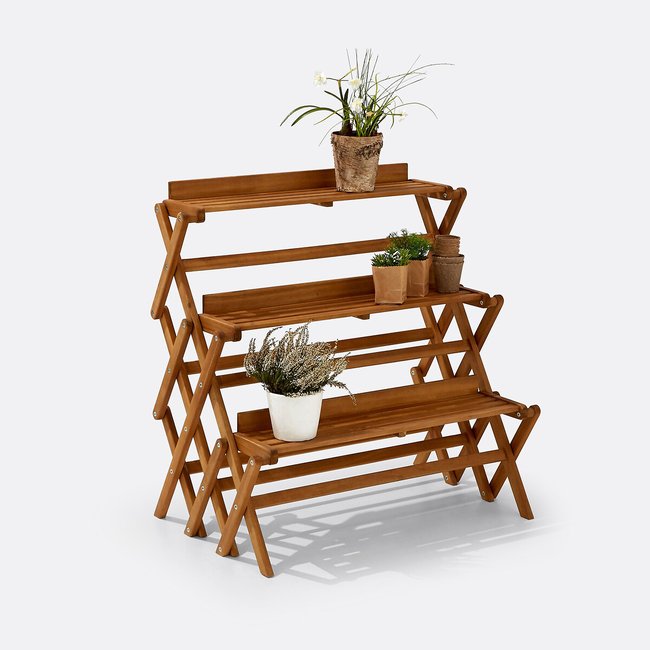 Etagère de jardin 3 niveaux pliable, Garden acacia <span itemprop=