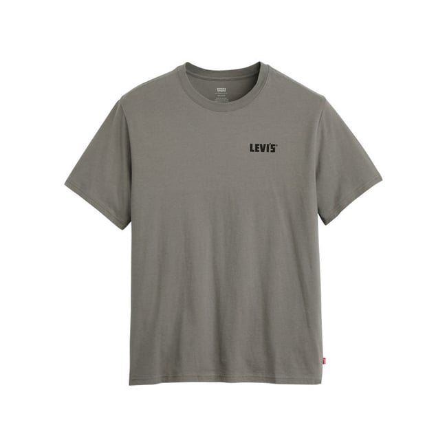 T-shirt en coton anthracite imprimé à coupe droite pourvu d'un col rond gris foncé <span itemprop=