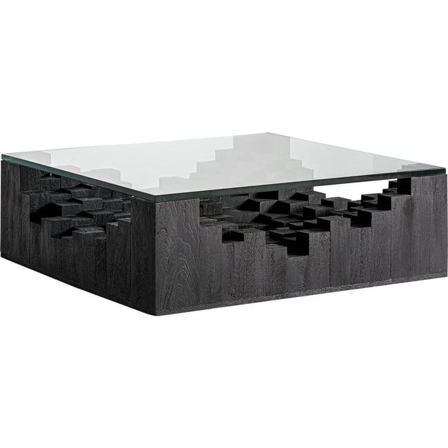Table basse carrée en manguier petria Couleur noir <span itemprop=