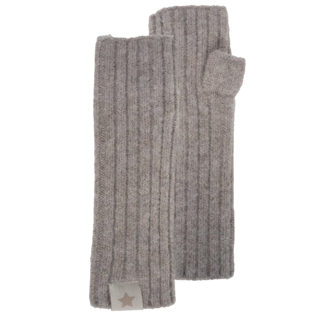 Mitaines maille effet cachemire beige noisette <span itemprop=
