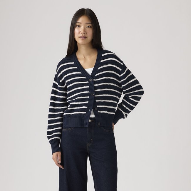 Cardigan Snowflake bleu - susanne stripe navy blazer <span itemprop=
