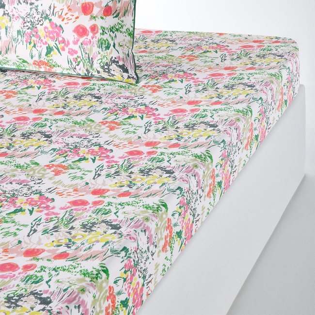 Sábana bajera de algodón percal, Colored Field estampado floral <span itemprop=