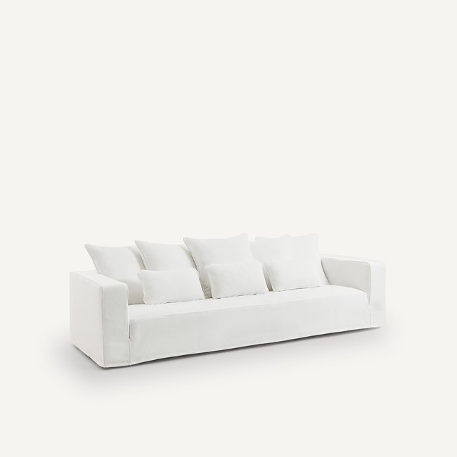 Sofá de jardim entrançado, capa amovível, Palata branco <span itemprop=