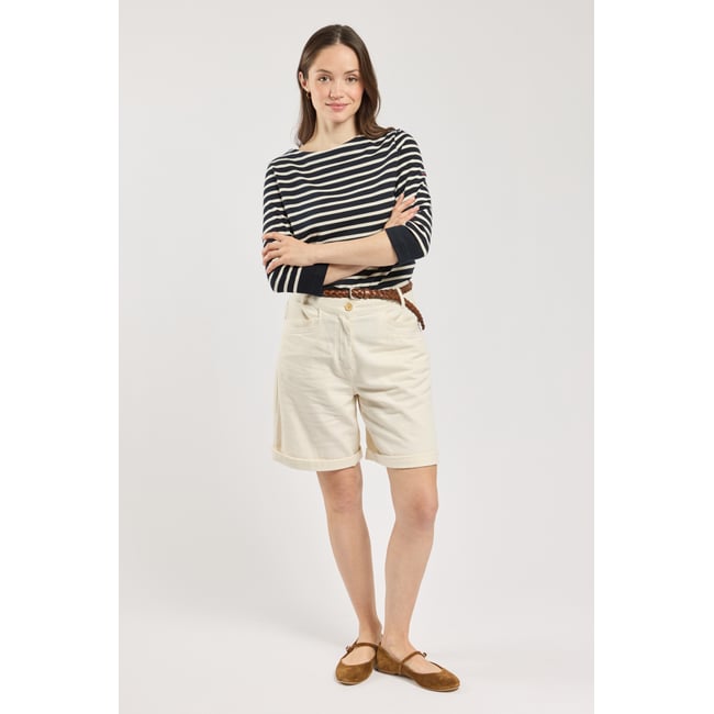 Marinière manches 3/4 - coton rustique rich navy/nature <span itemprop=
