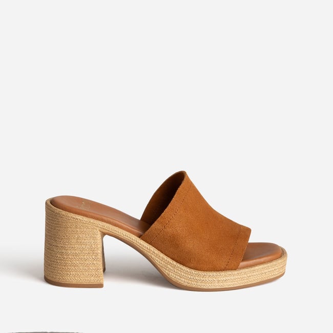 Sandale À Talon en cuir KAIMA camel <span itemprop=