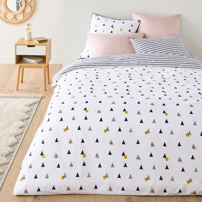 Digna Geometric Cotton Percale 180 Thread Count Duvet Cover blue/white/yellow LA REDOUTE INTERIEURS
