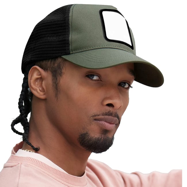 Casquette trucker vert olive / noir <span itemprop=