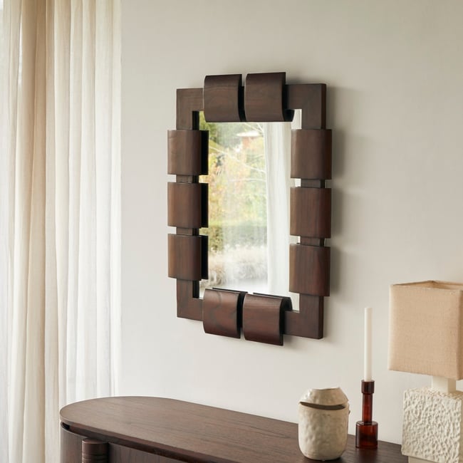 Miroir en Mindi foncé massif, ISAAC Couleur marron <span itemprop=