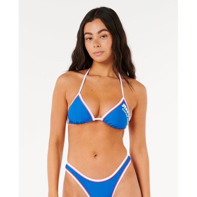 Haut de Maillot de bain triangle coulissant SURF Puff bleu roi <span itemprop=