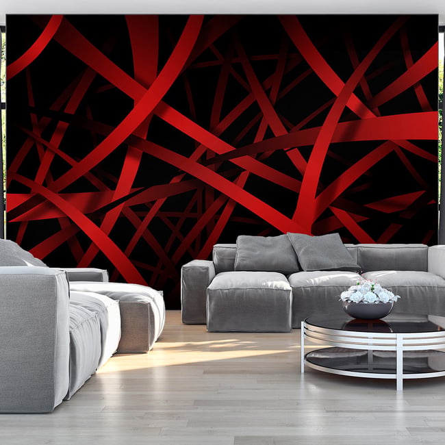 Papier peint intissé panoramique Abstractions Fear of the dark Couleur rouge <span itemprop=