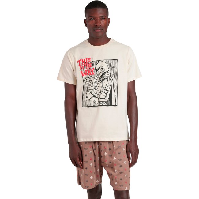 Pyjama short t-shirt Mandalorian Star Wars ivoire <span itemprop=