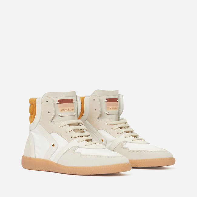High-Top-Sneakers zum Schnüren beige <span itemprop=
