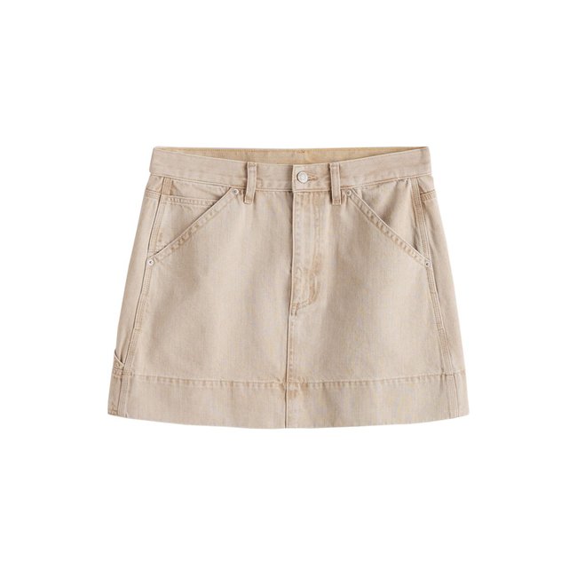 Jupe cargo courte en jean naturel <span itemprop=