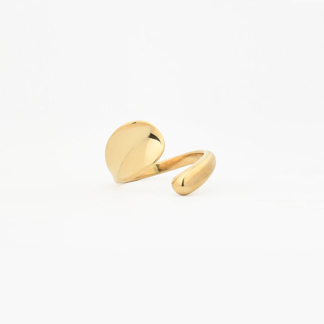 Bague ouverte en acier inoxydable doré <span itemprop=