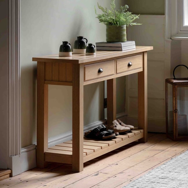 Ende 2-Drawer Console Table, oak, ÉDITÉ