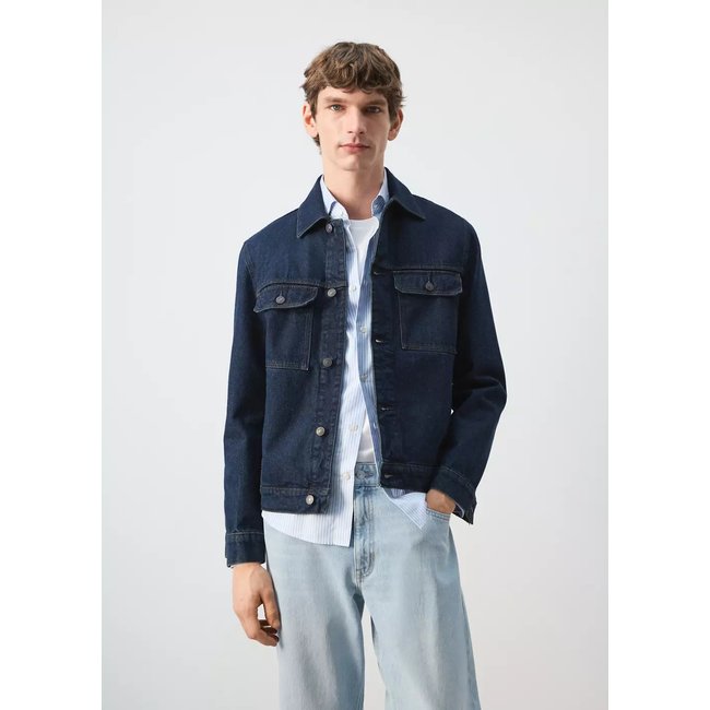 Blouson en jean 100 % coton à poches bleu <span itemprop=