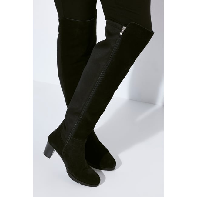 Bottes tige XL , pied large noir <span itemprop=
