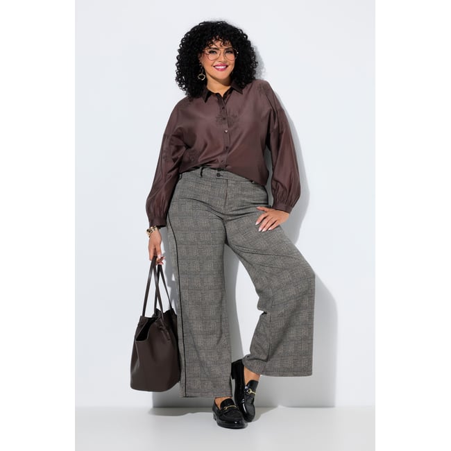 Pantalon à carreaux marron foncé <span itemprop=