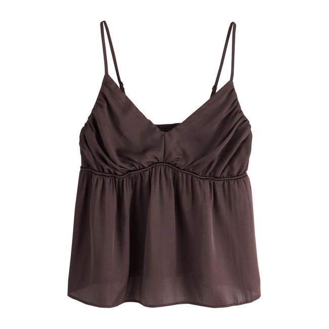 Caraco avec détail passepoilé marron chocolat <span itemprop=