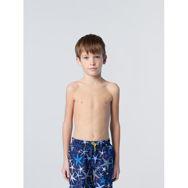Short de bain imprimé en tissu Repreve bleu <span itemprop=