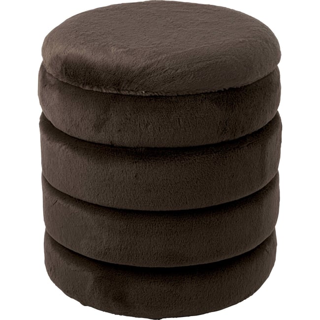 Pouf coffre tissu Couleur marron foncé <span itemprop=