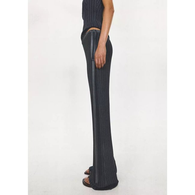 Pantalon flare côtelé avec détail de nœud bleu foncé <span itemprop=