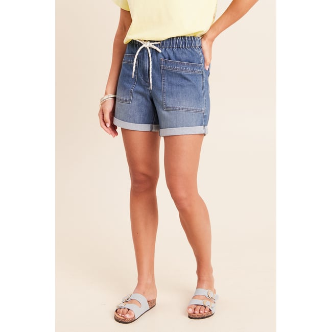 Short relax en jean denim stone <span itemprop=