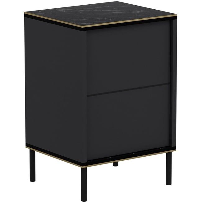 Table de chevet 1 porte - KORA Couleur gris anthracite <span itemprop=