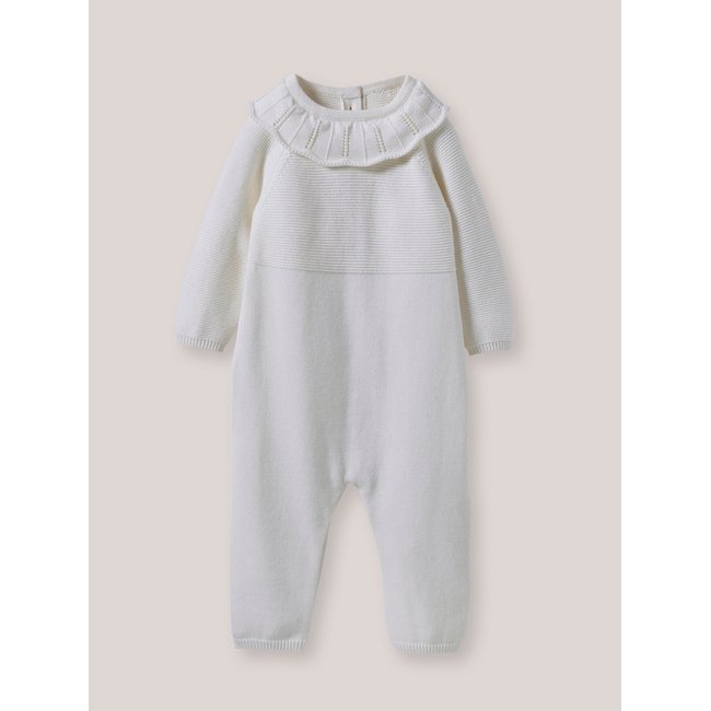Combinaison à collerette en coton biologique ecru <span itemprop=