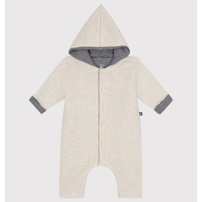 Mono con capucha beige jaspeado <span itemprop=